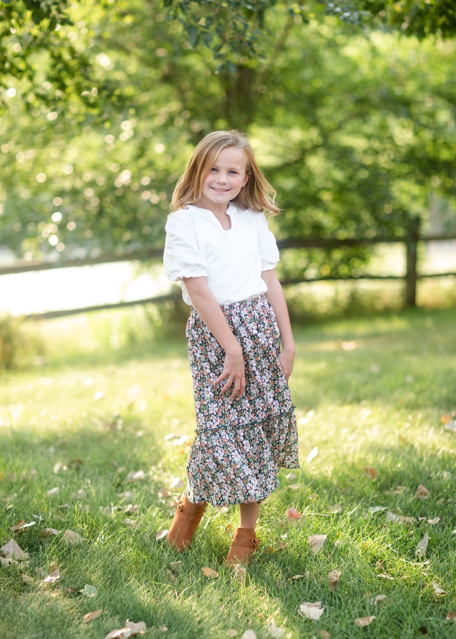 Girls V-Neck Puff Sleeve Top - FINAL SALE FF Girls