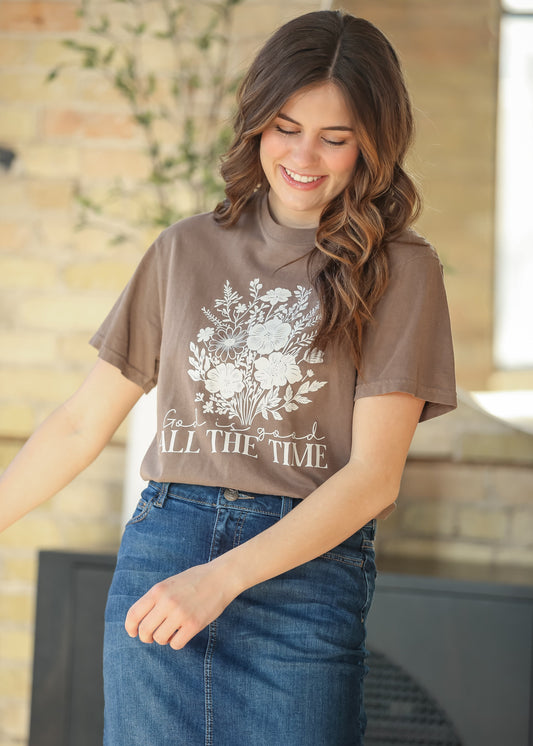 God Is Good Floral Graphic T-Shirt FF Tops