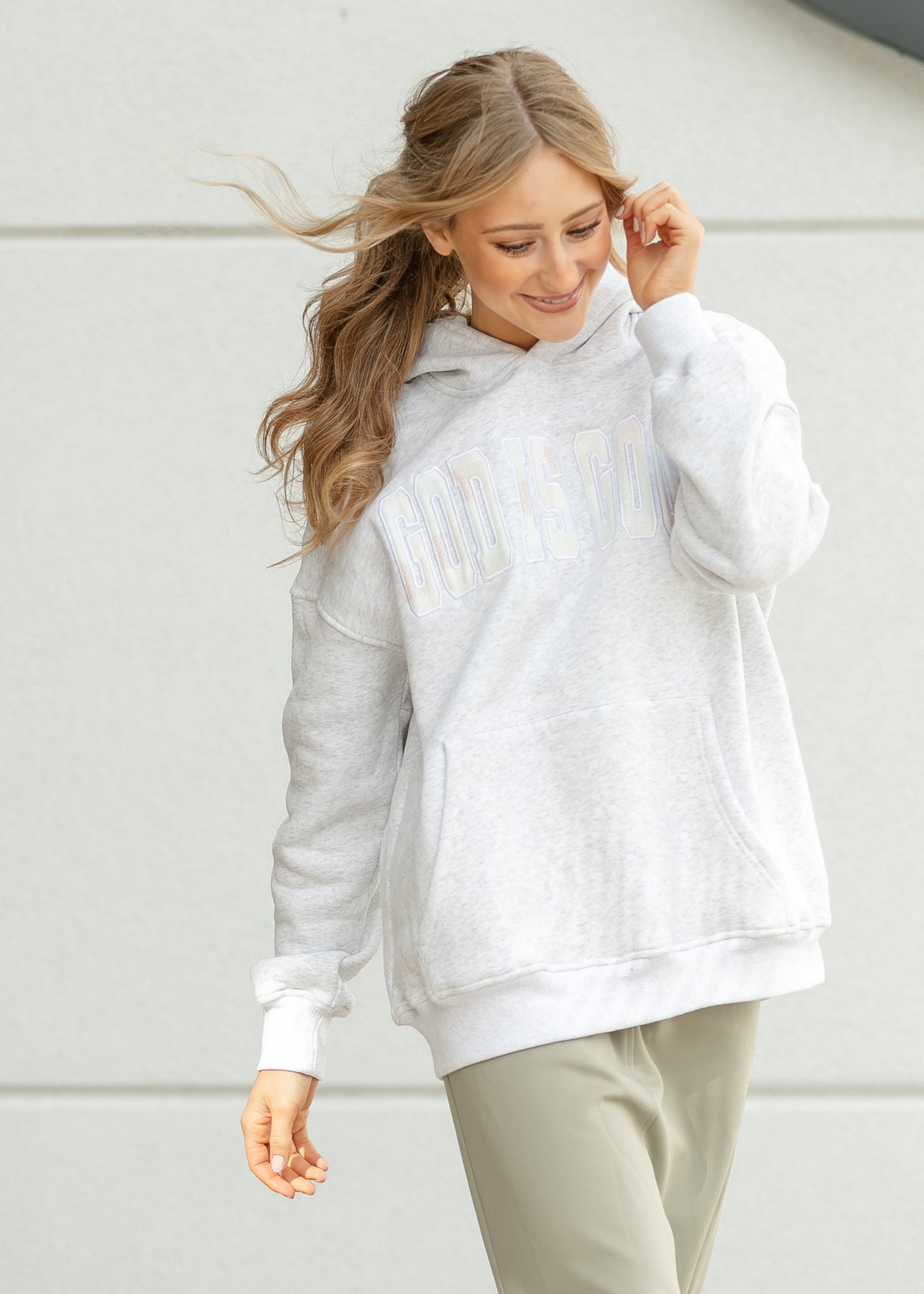 God Is Good Quilted Embroidered Hoodie FF Tops