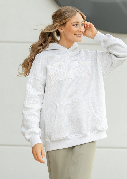 God Is Good Quilted Embroidered Hoodie FF Tops