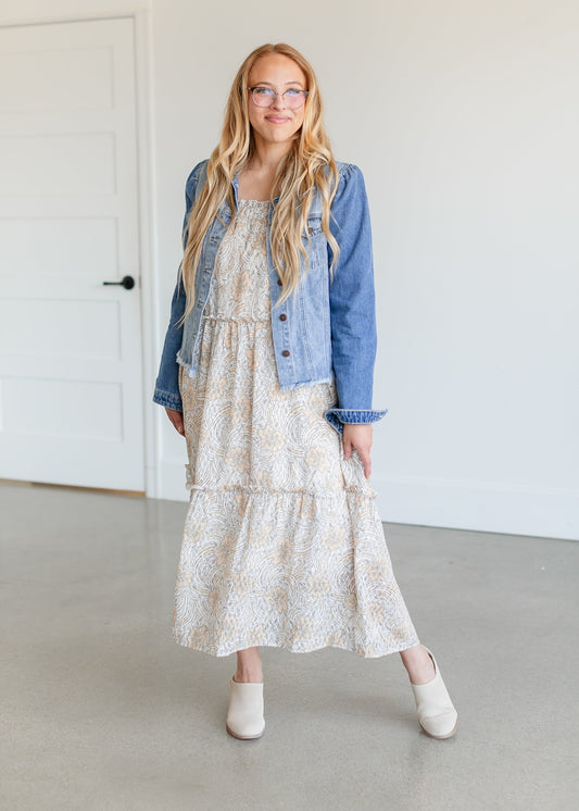 Golden Floral Tiered Maxi Dress FF Dresses