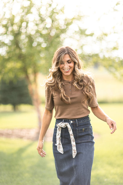 Grace Essential Brown Button Shirt IC Tops