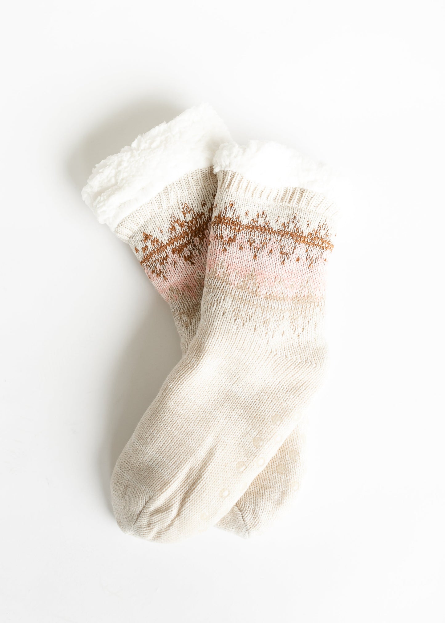 Grippy Fuzzy Slipper Socks Accessories Oatmeal