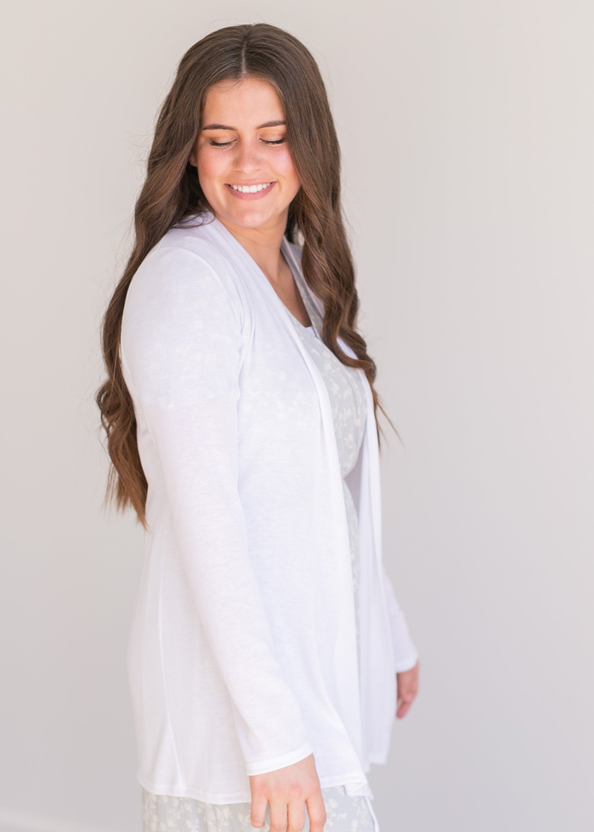 Hacci White Open Front Cardigan Tops