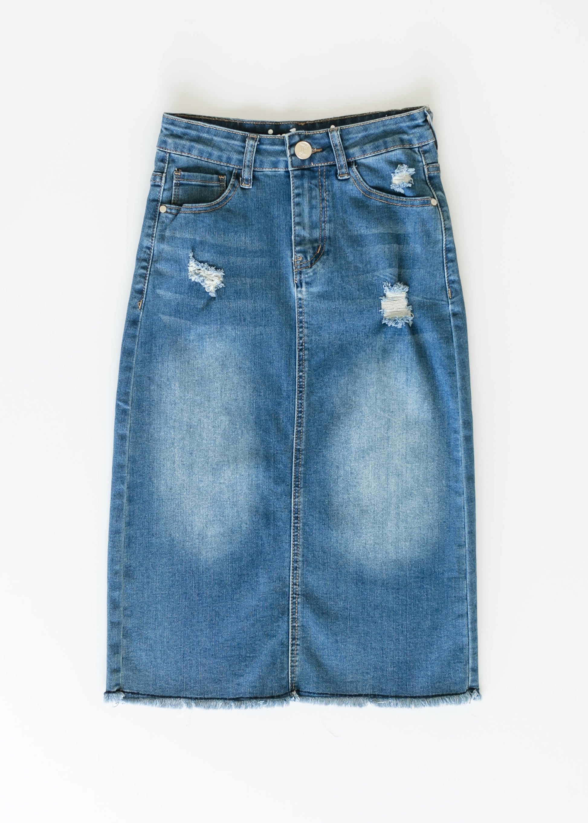 Hadley High Rise Denim Midi Skirt IC Skirts