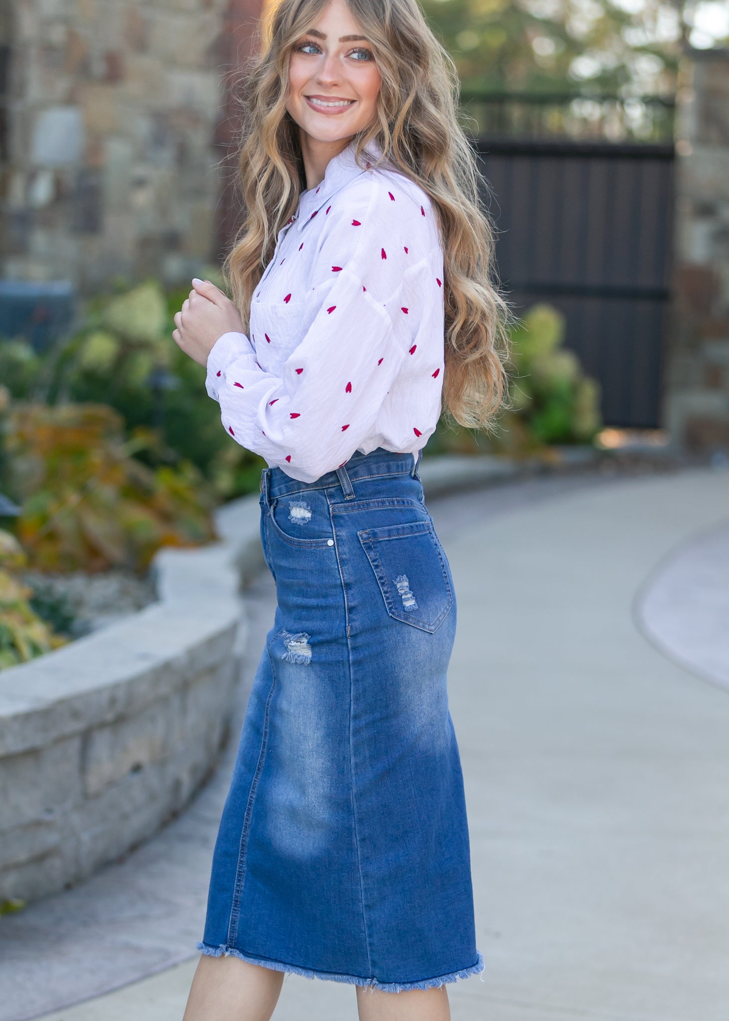 Hadley High Rise Denim Midi Skirt IC Skirts