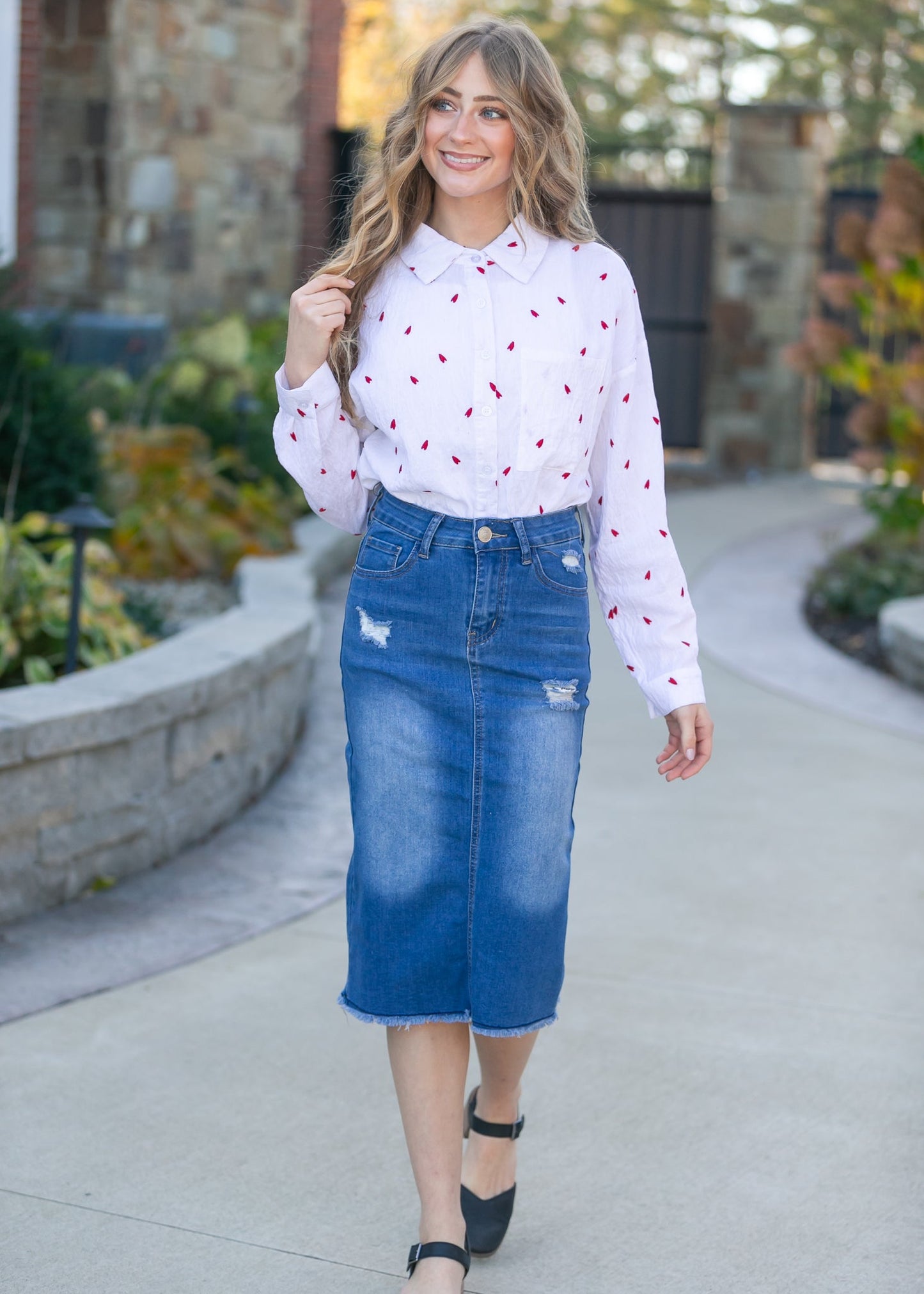 Hadley High Rise Denim Midi Skirt IC Skirts