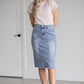 Hadley High Rise Denim Midi Skirt Skirts