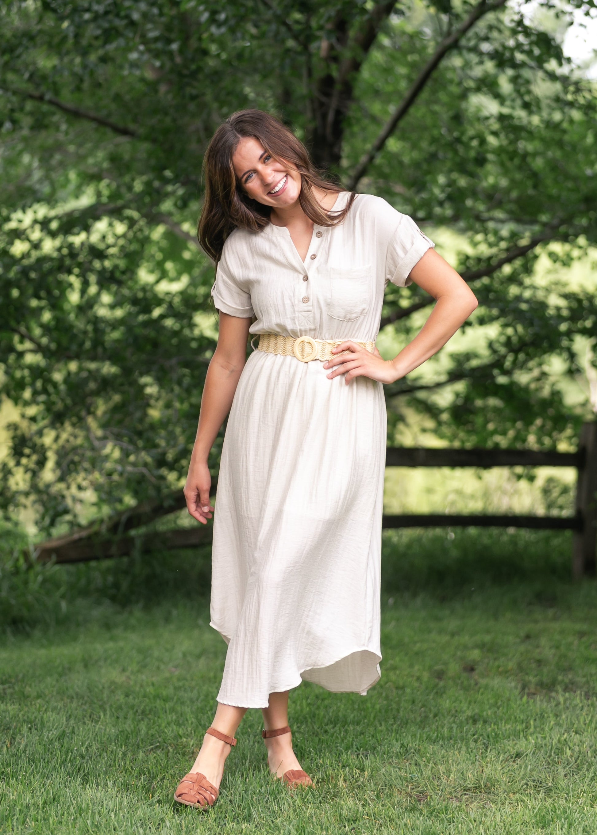 Half Button Belted Shirt Dress Inherit Co. Half Button Belted Shirt Dress Inherit Co.