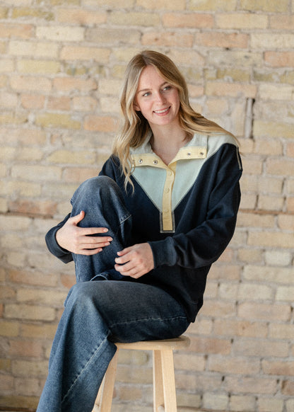 Half Snap Long Sleeve Pullover FF Tops