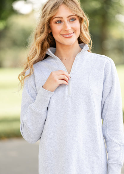 Half Zip Pullover Sweatshirt Dress FF Dresses