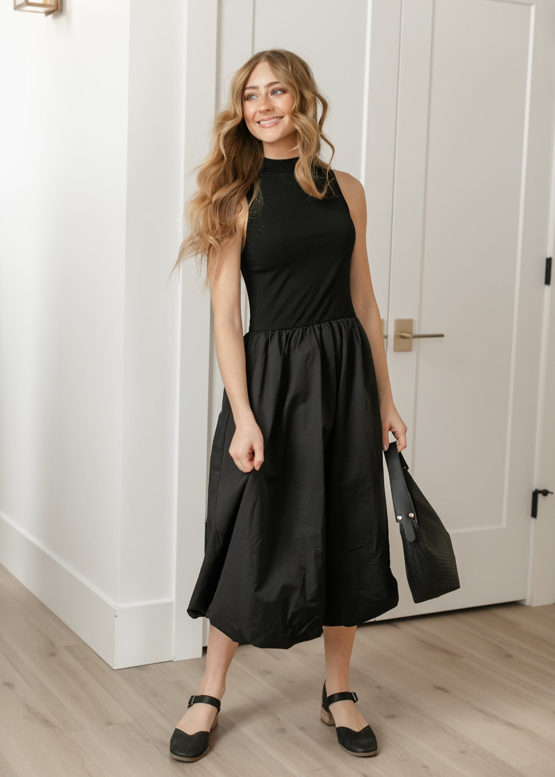 Happier Now Contrast Bubble Hem Midi Dress FF Dresses