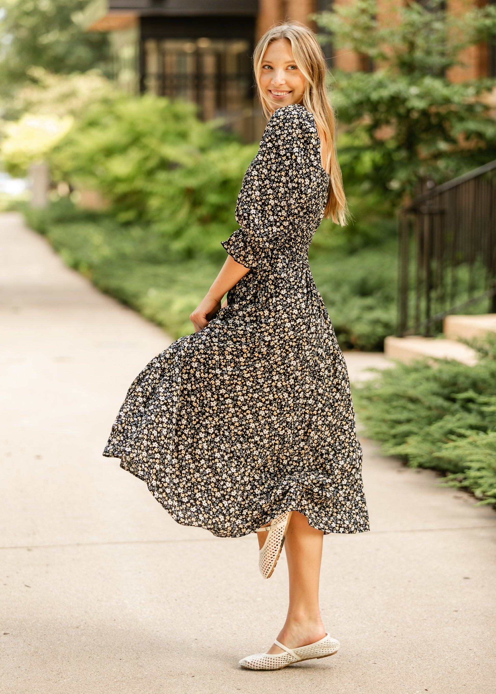 Harlow 3/4 Sleeve Dress FF Dresses