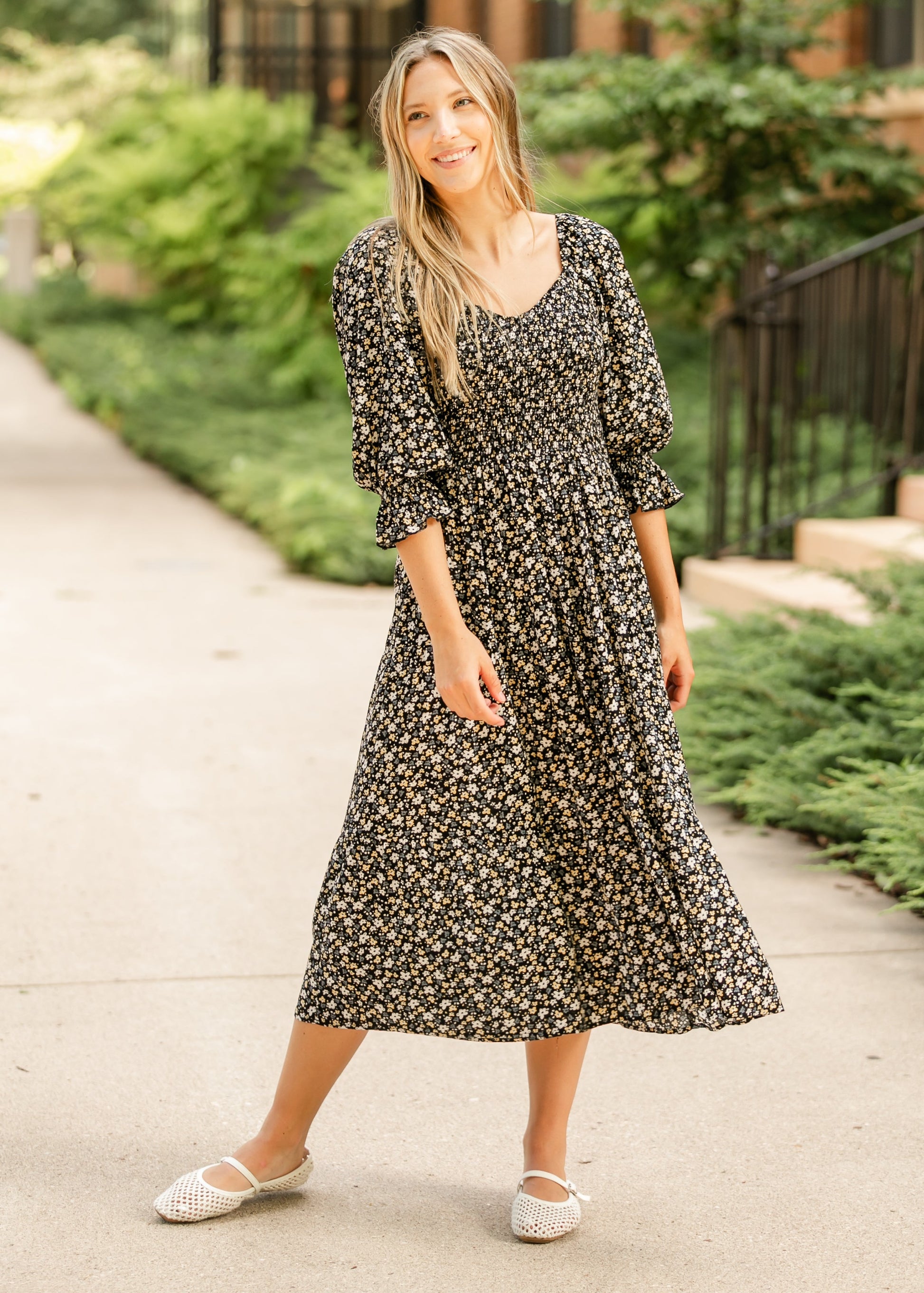 Harlow 3/4 Sleeve Dress FF Dresses