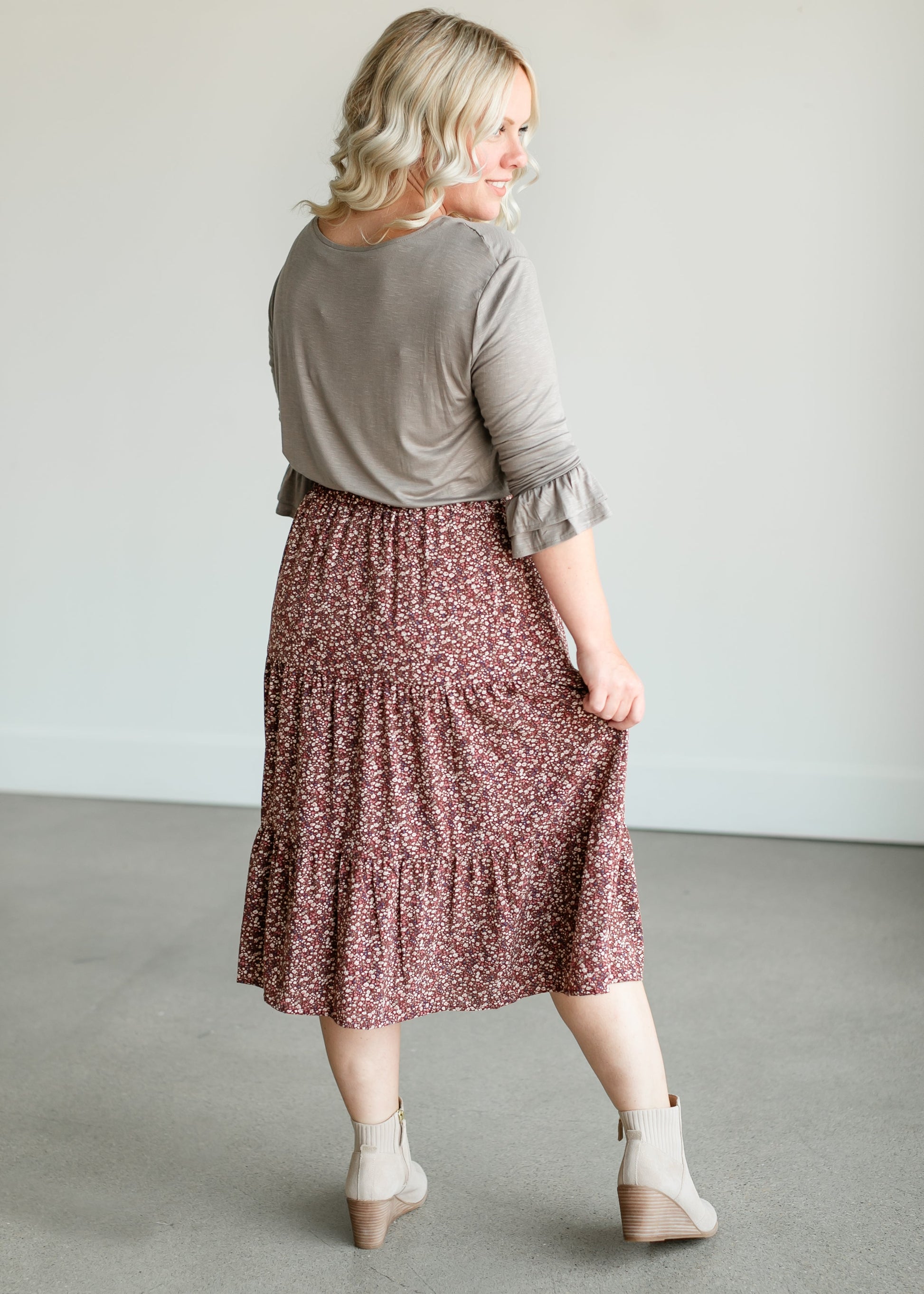Harlow Floral Tiered Midi Skirt IC Skirts