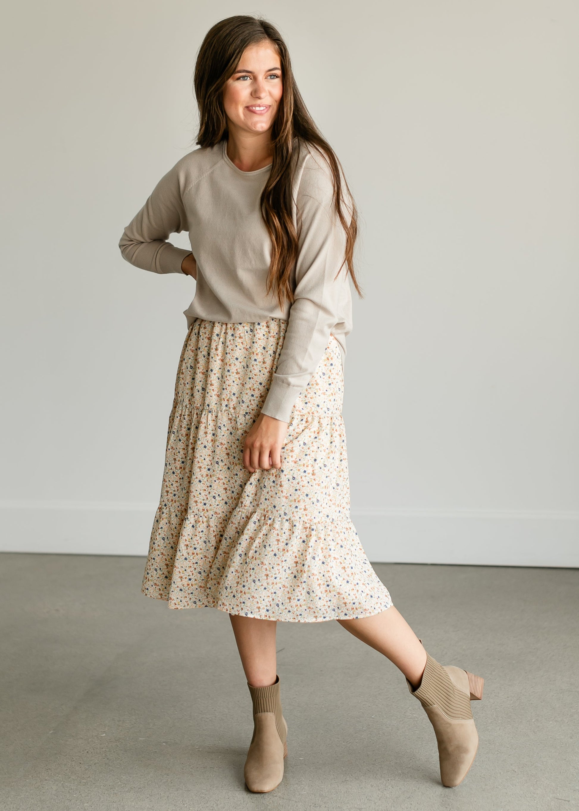 Harlow Floral Tiered Midi Skirt IC Skirts