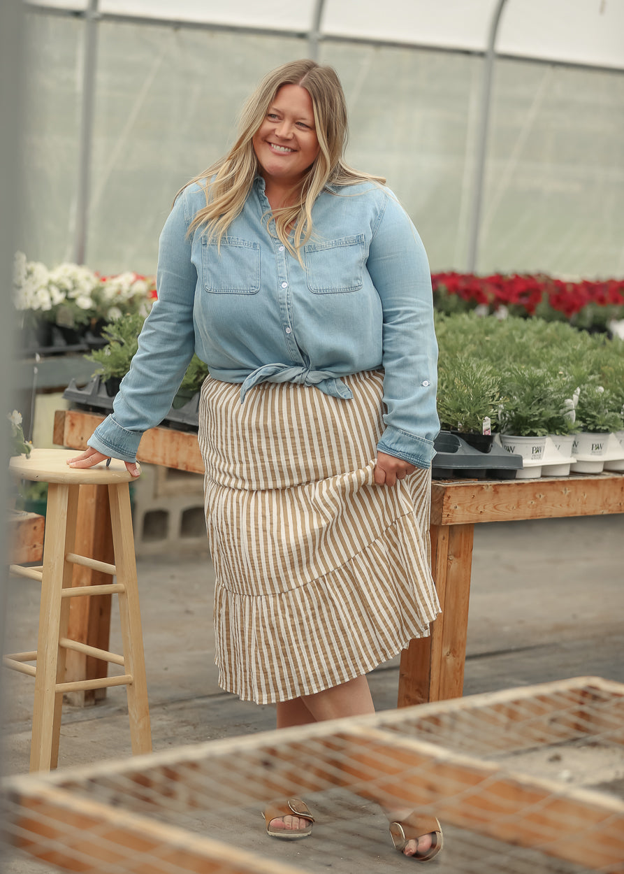 Modest Cotton Midi Skirt | Harlow | Megan Fox Unlocked x Inherit