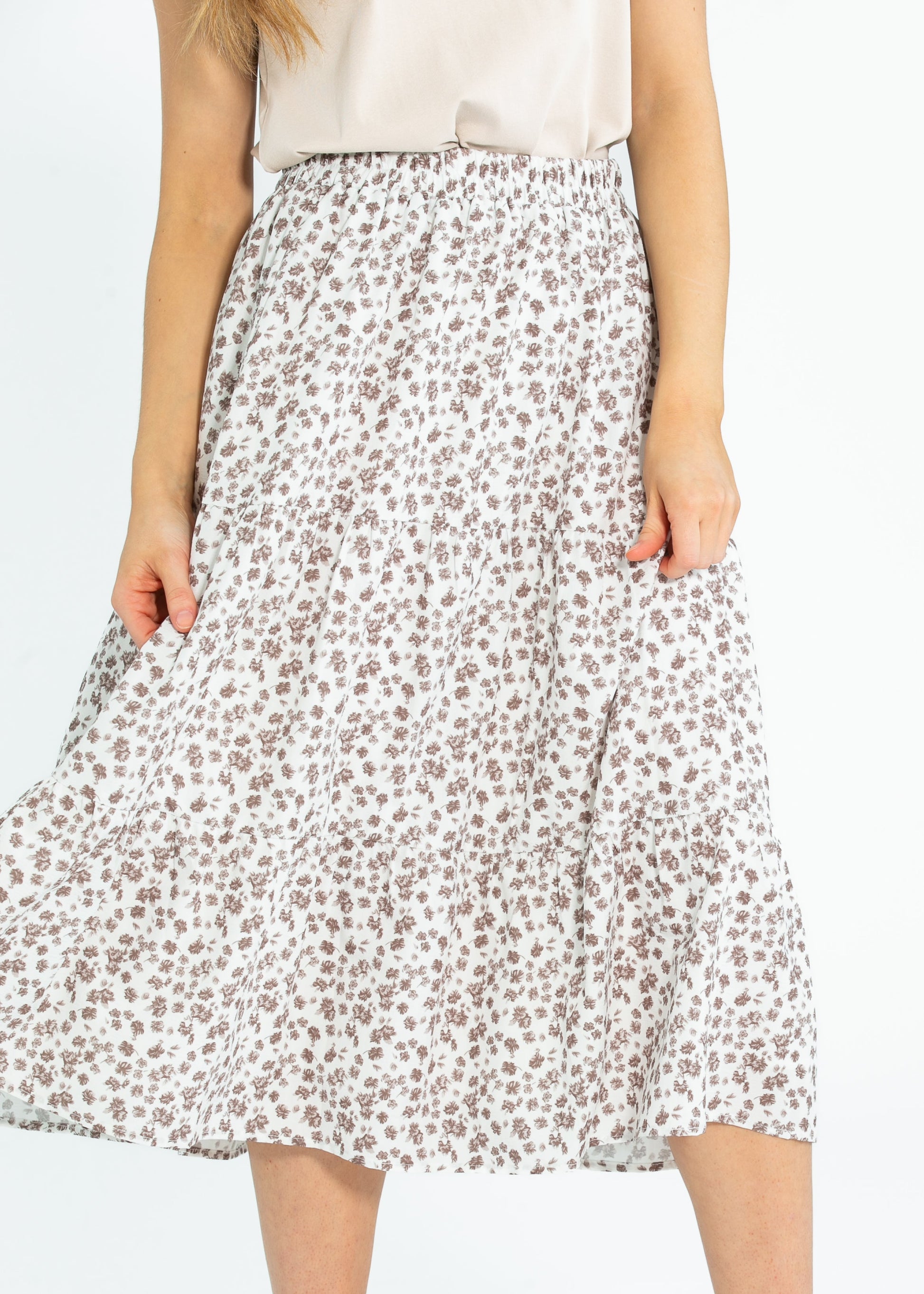 Harlow Tiered Floral Midi Skirt IC Skirts