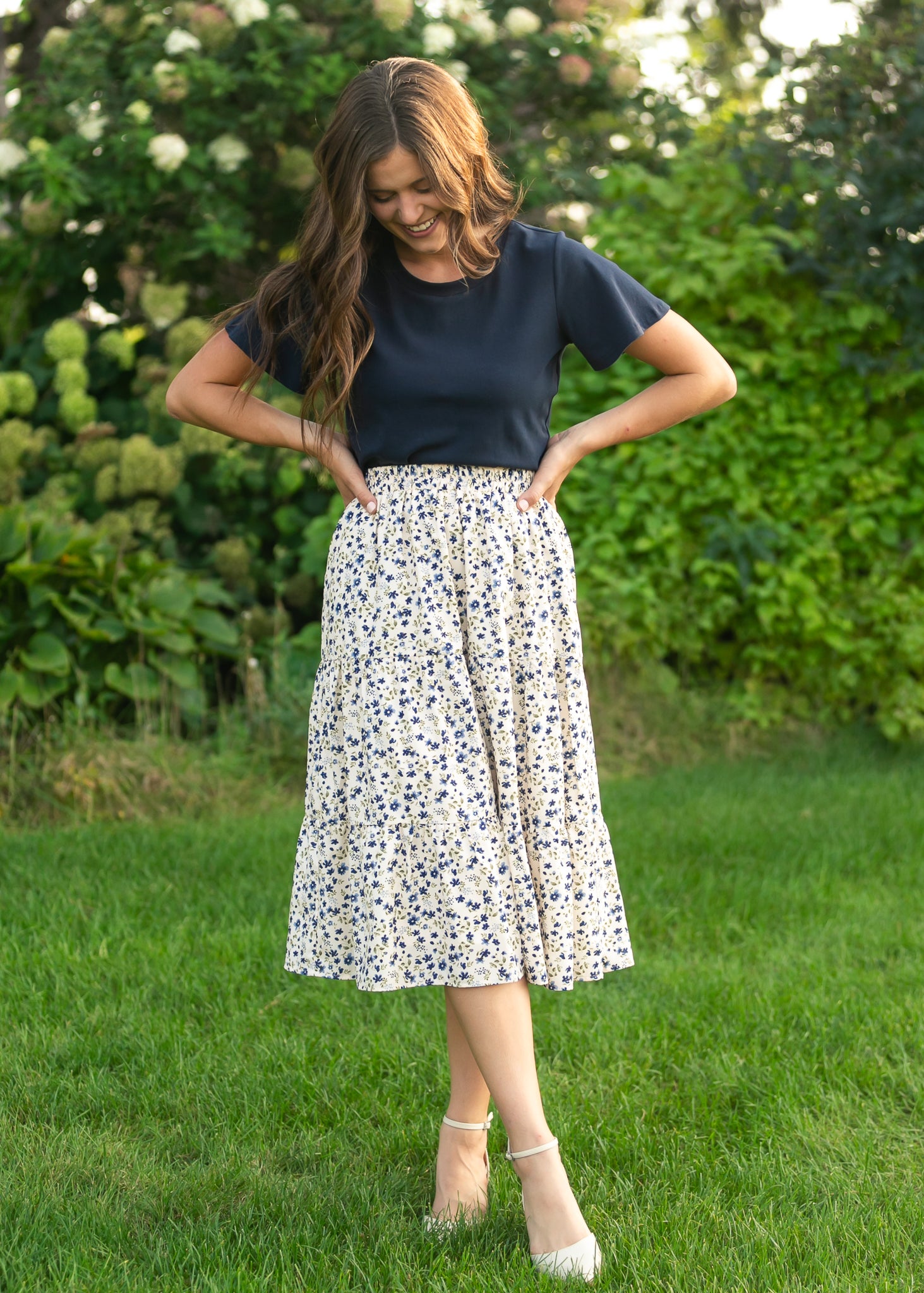 Harlow Tiered Floral Midi Skirt IC Skirts