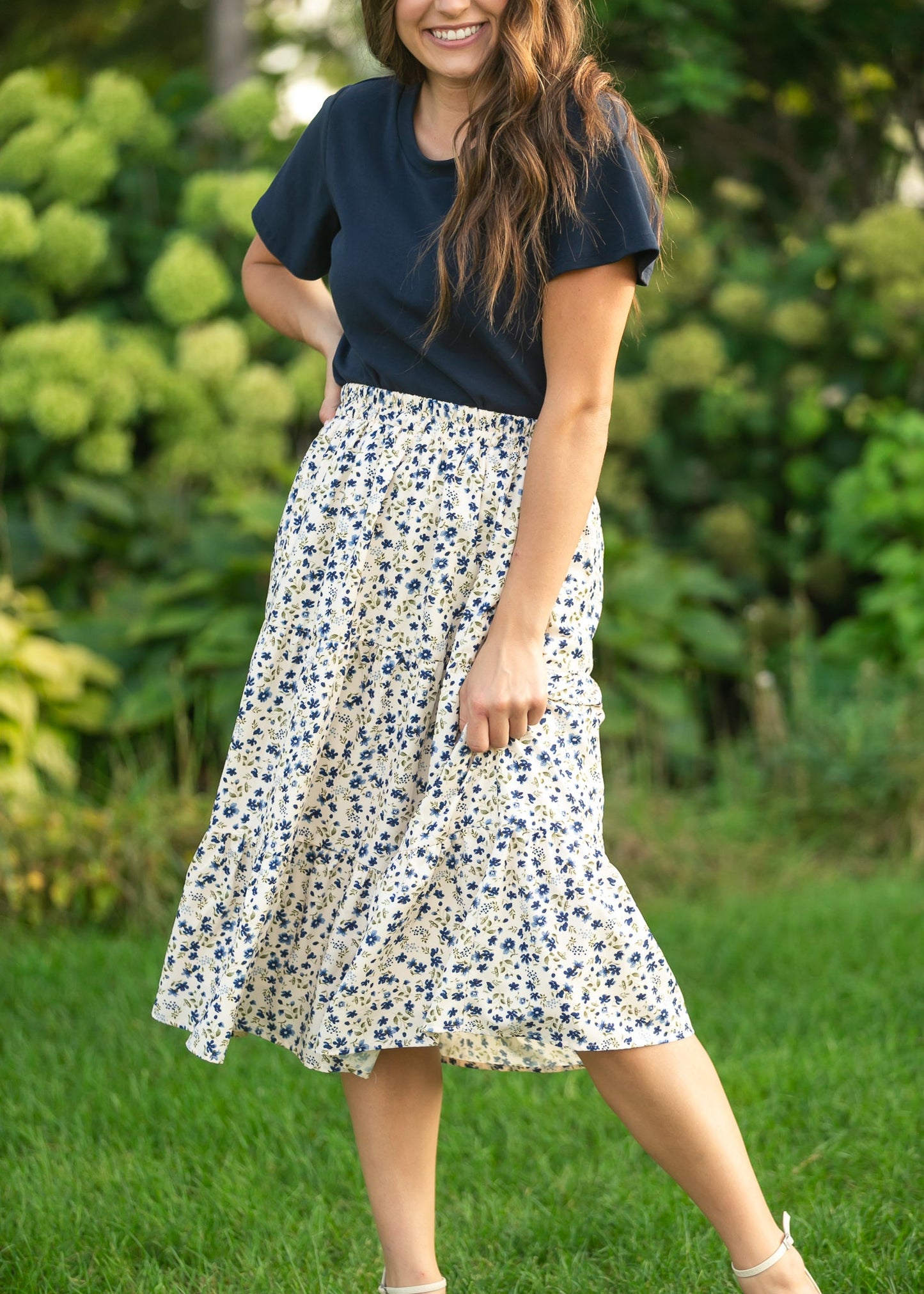 Harlow Tiered Floral Midi Skirt IC Skirts