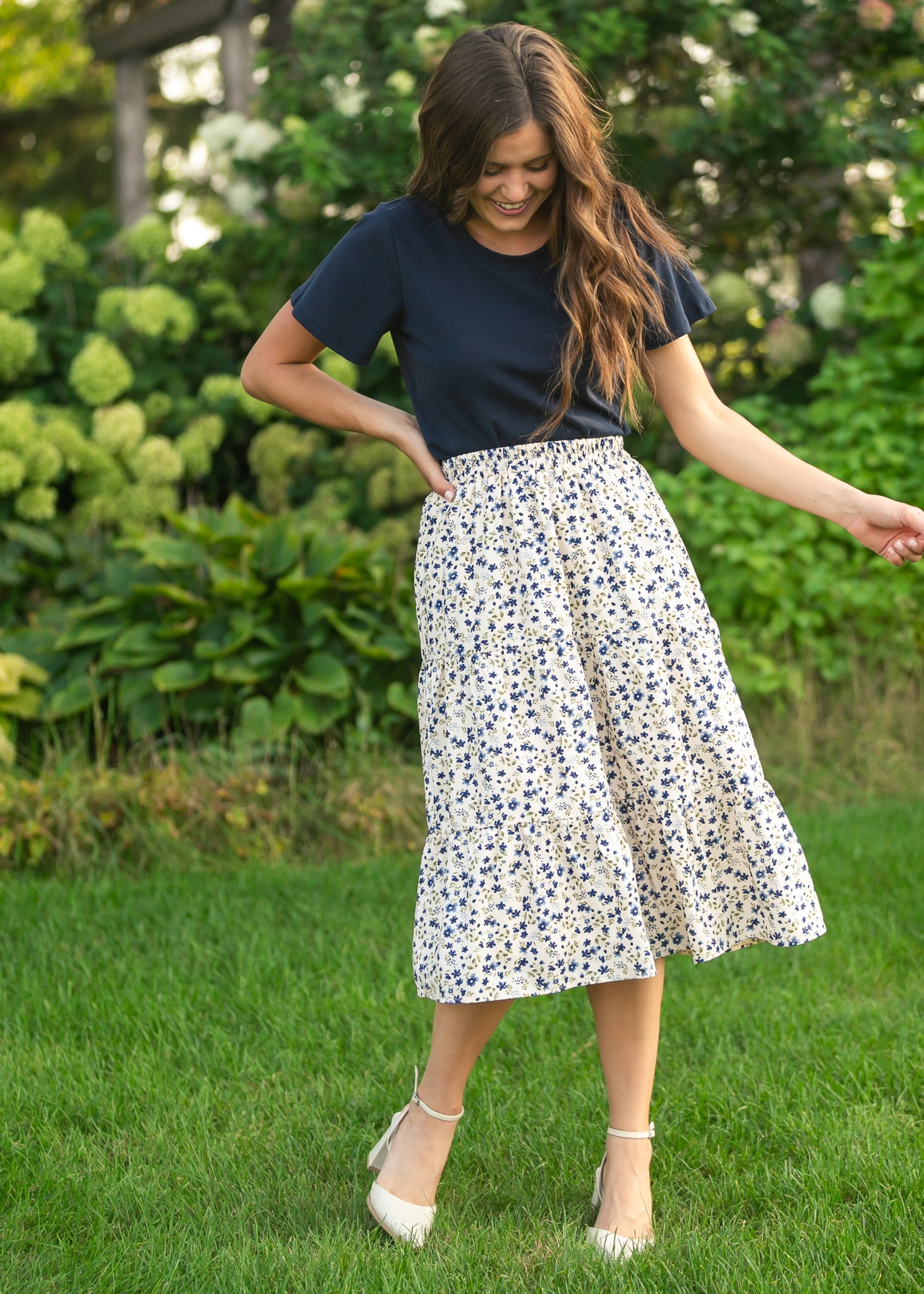 Harlow Tiered Floral Midi Skirt IC Skirts