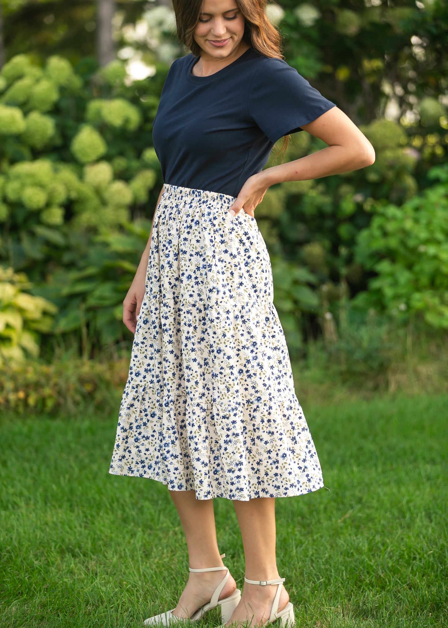 Harlow Tiered Floral Midi Skirt IC Skirts