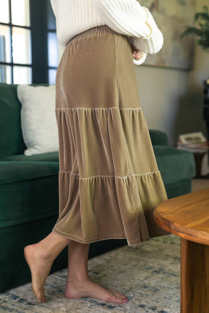 Harlow Velvet Tiered Midi Skirt IC Skirts