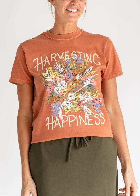 Harvest Happiness Cotton Graphic T-shirt FF Tops