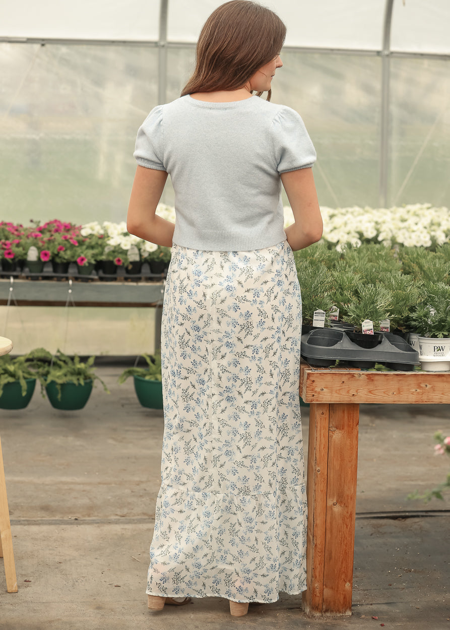 Havyn Blue Floral Lined Maxi Skirt IC Skirts