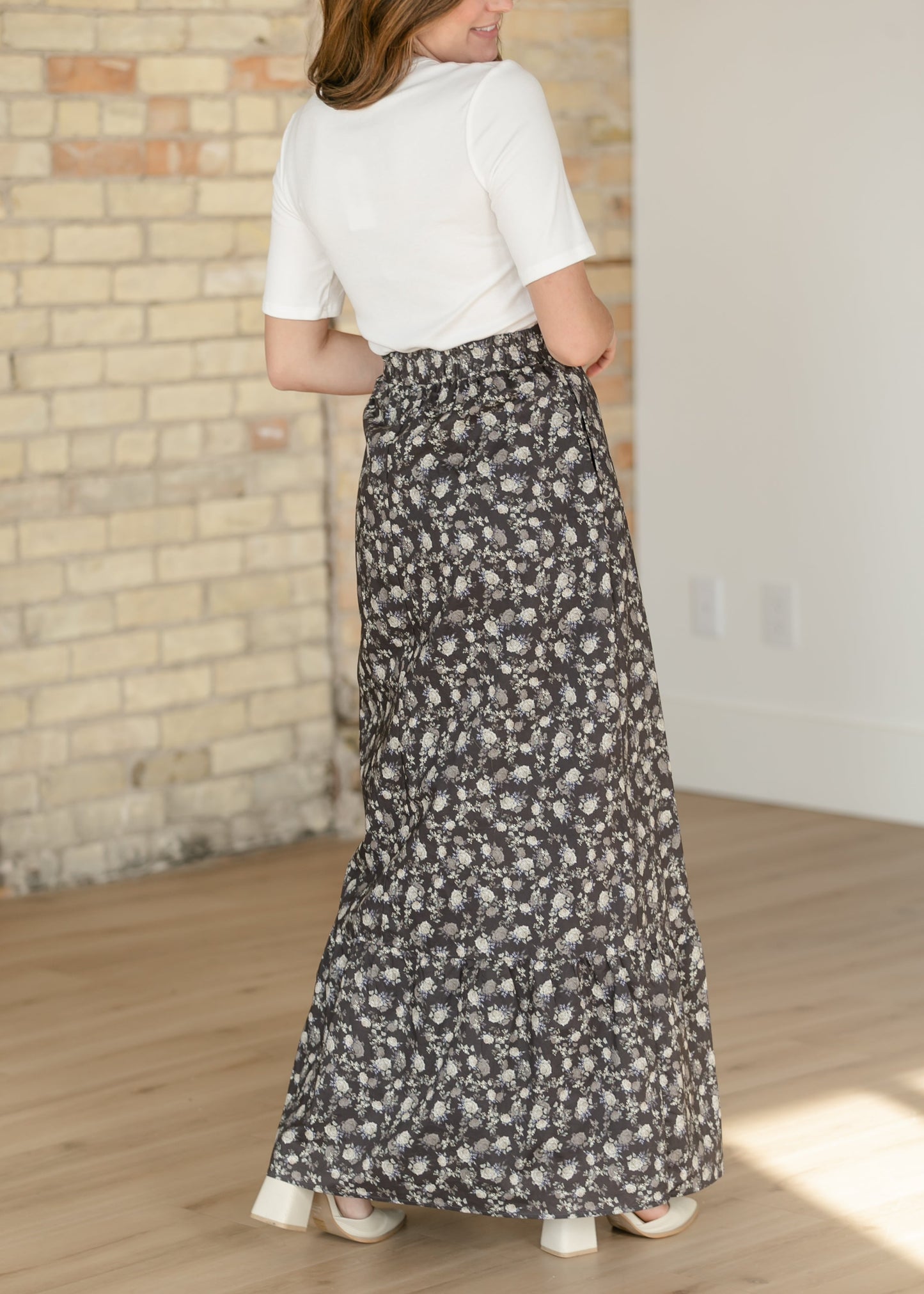 Havyn Brown Floral Lined Maxi Skirt IC Skirts
