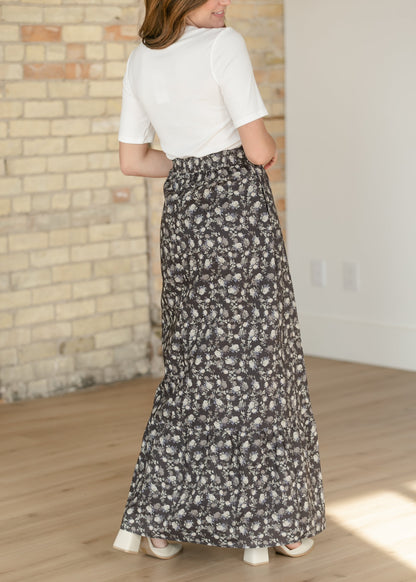 Havyn Brown Floral Lined Maxi Skirt IC Skirts