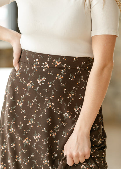 Havyn Chocolate Floral Lined Maxi Skirt IC Skirts