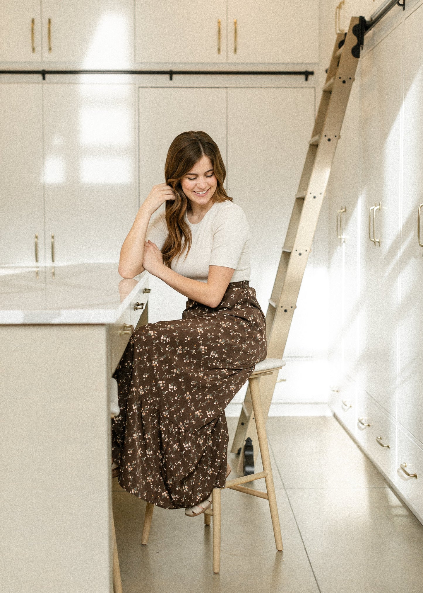 Havyn Chocolate Floral Lined Maxi Skirt IC Skirts