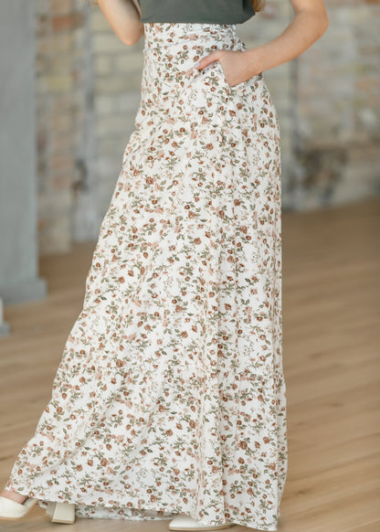 Havyn Cream Floral Lined Maxi Skirt IC Skirts
