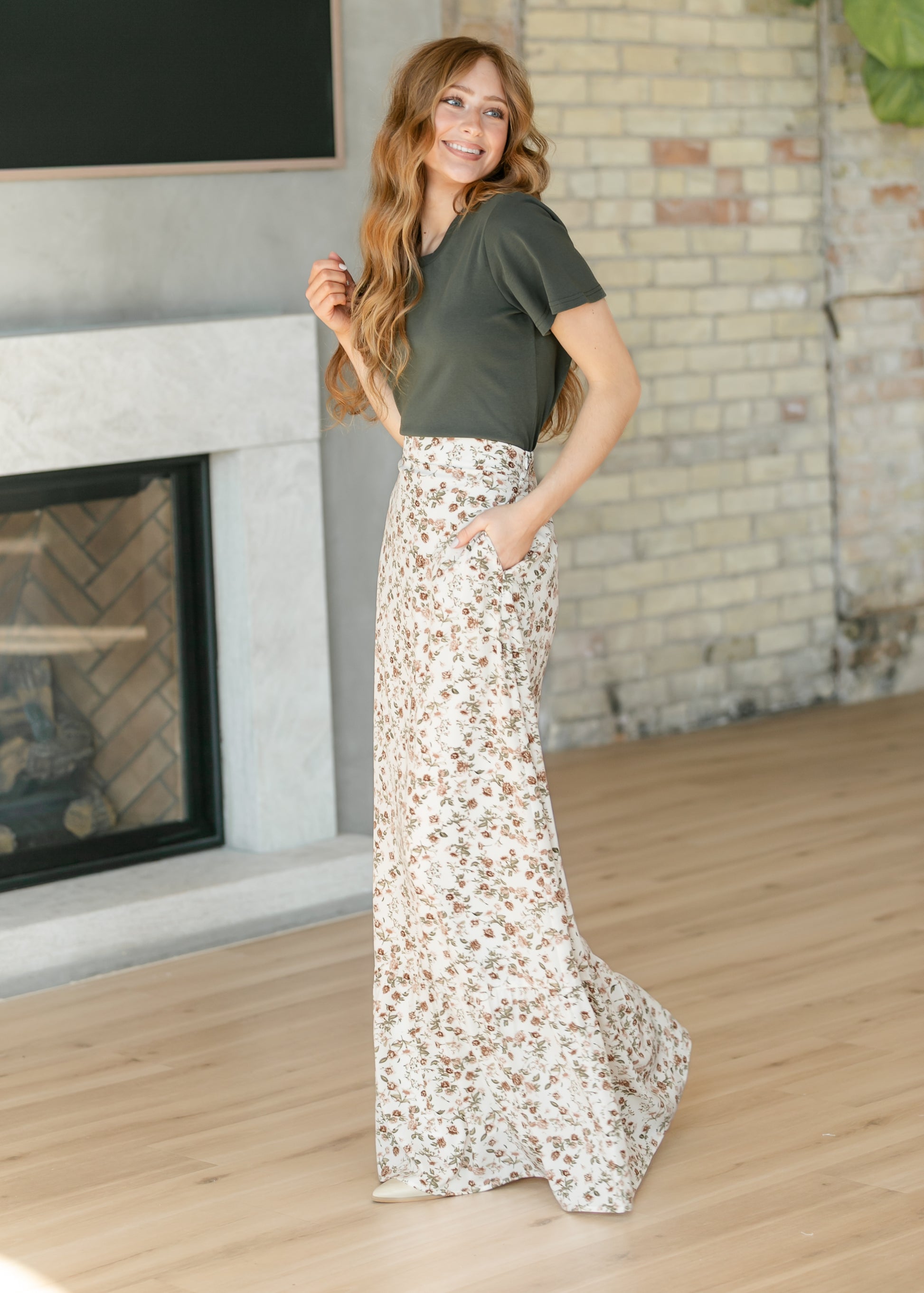 Havyn Cream Floral Lined Maxi Skirt IC Skirts