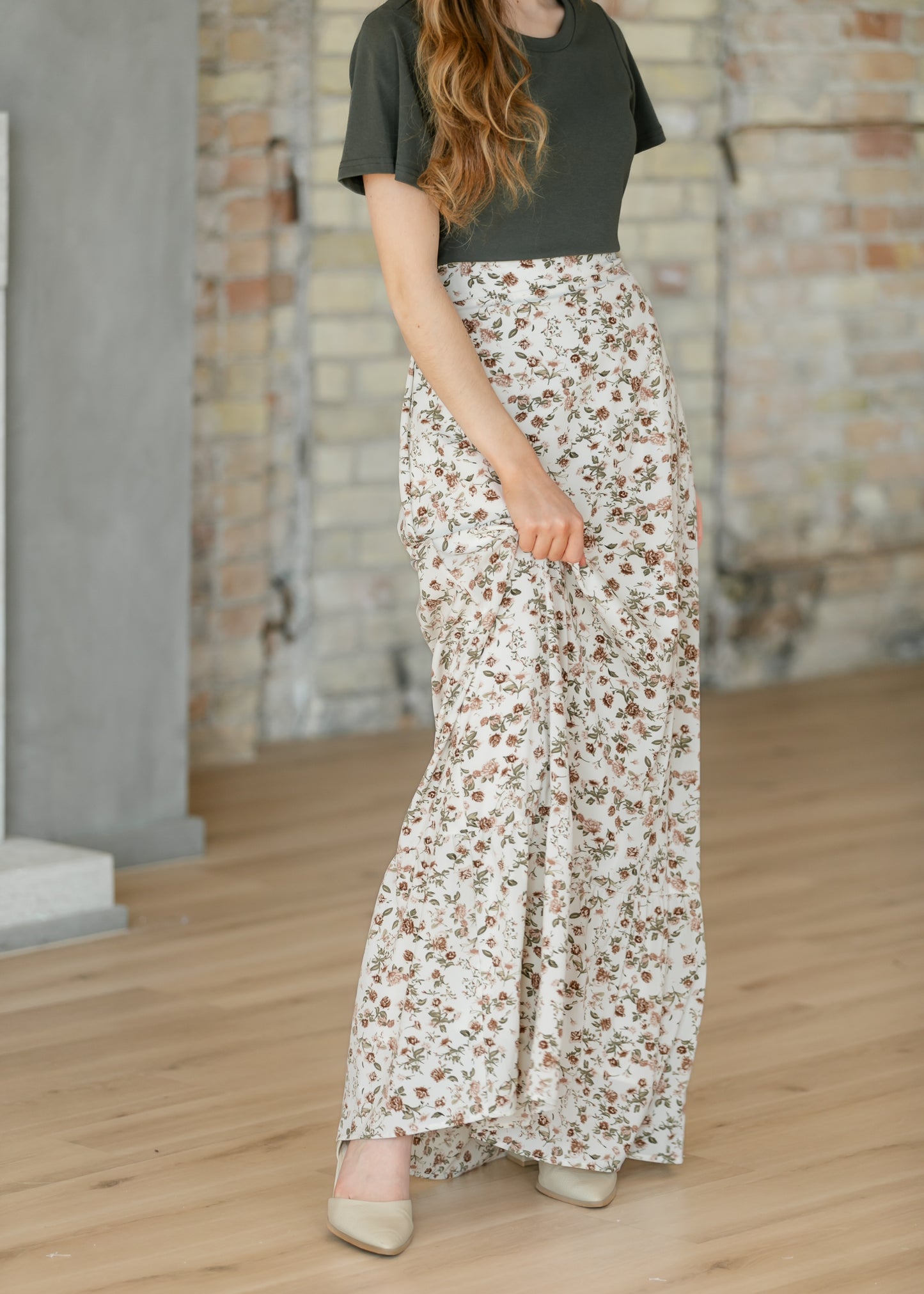 Havyn Cream Floral Lined Maxi Skirt IC Skirts