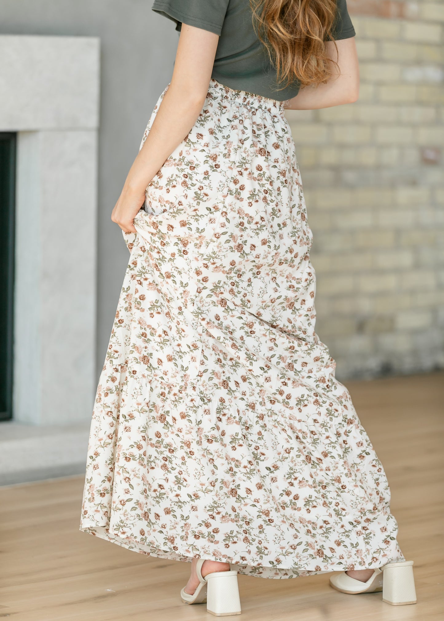 Havyn Cream Floral Lined Maxi Skirt IC Skirts