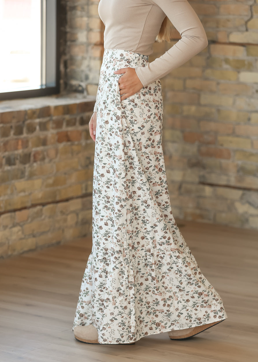 Havyn Cream Floral Lined Maxi Skirt IC Skirts