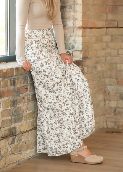 Havyn Cream Floral Lined Maxi Skirt IC Skirts