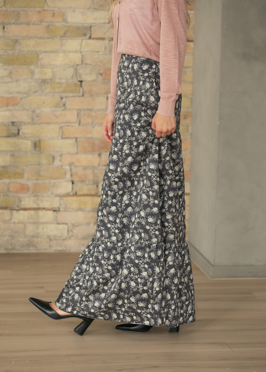 Havyn Dusty Purple Floral Lined Maxi Skirt IC Skirts