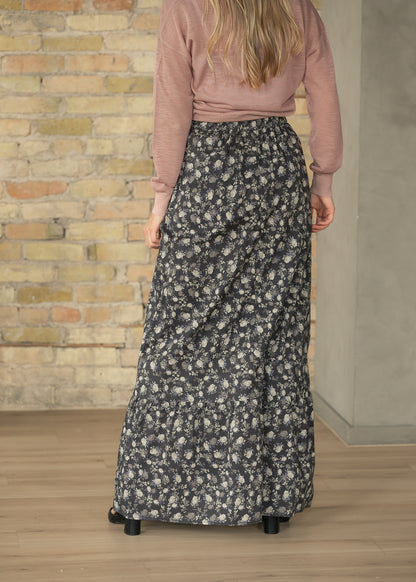 Havyn Dusty Purple Floral Lined Maxi Skirt IC Skirts