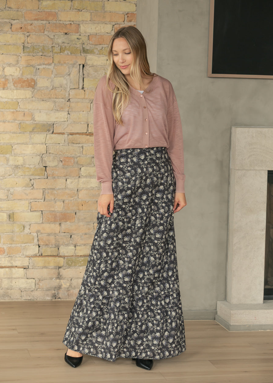 Havyn Dusty Purple Floral Lined Maxi Skirt IC Skirts