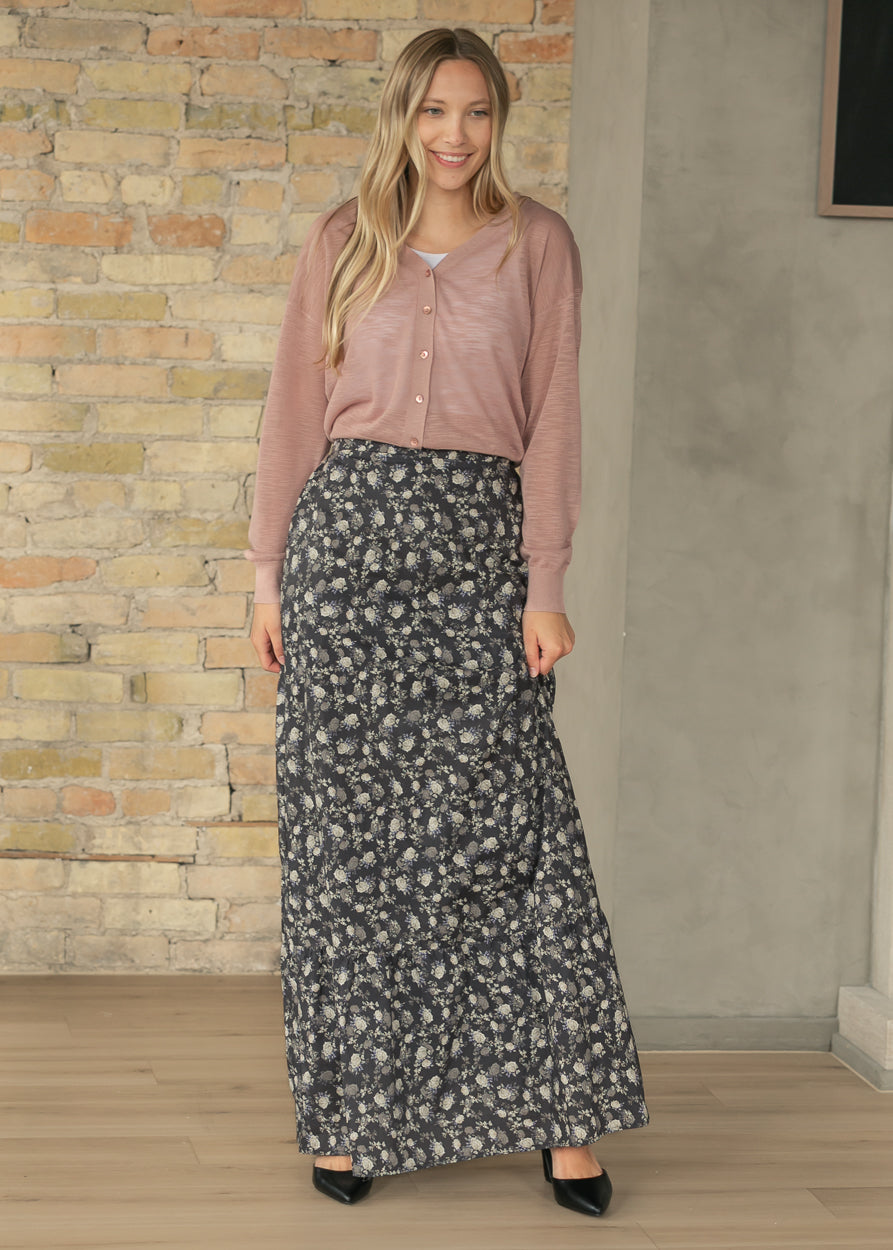 Havyn Dusty Purple Floral Lined Maxi Skirt IC Skirts