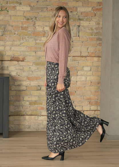 Havyn Dusty Purple Floral Lined Maxi Skirt IC Skirts