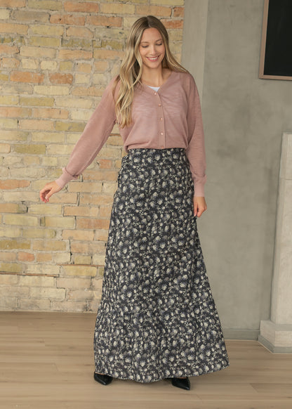 Havyn Dusty Purple Floral Lined Maxi Skirt IC Skirts