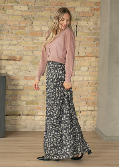 Havyn Dusty Purple Floral Lined Maxi Skirt IC Skirts
