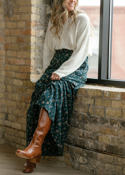 Havyn Teal Floral Lined Maxi Skirt IC Skirts