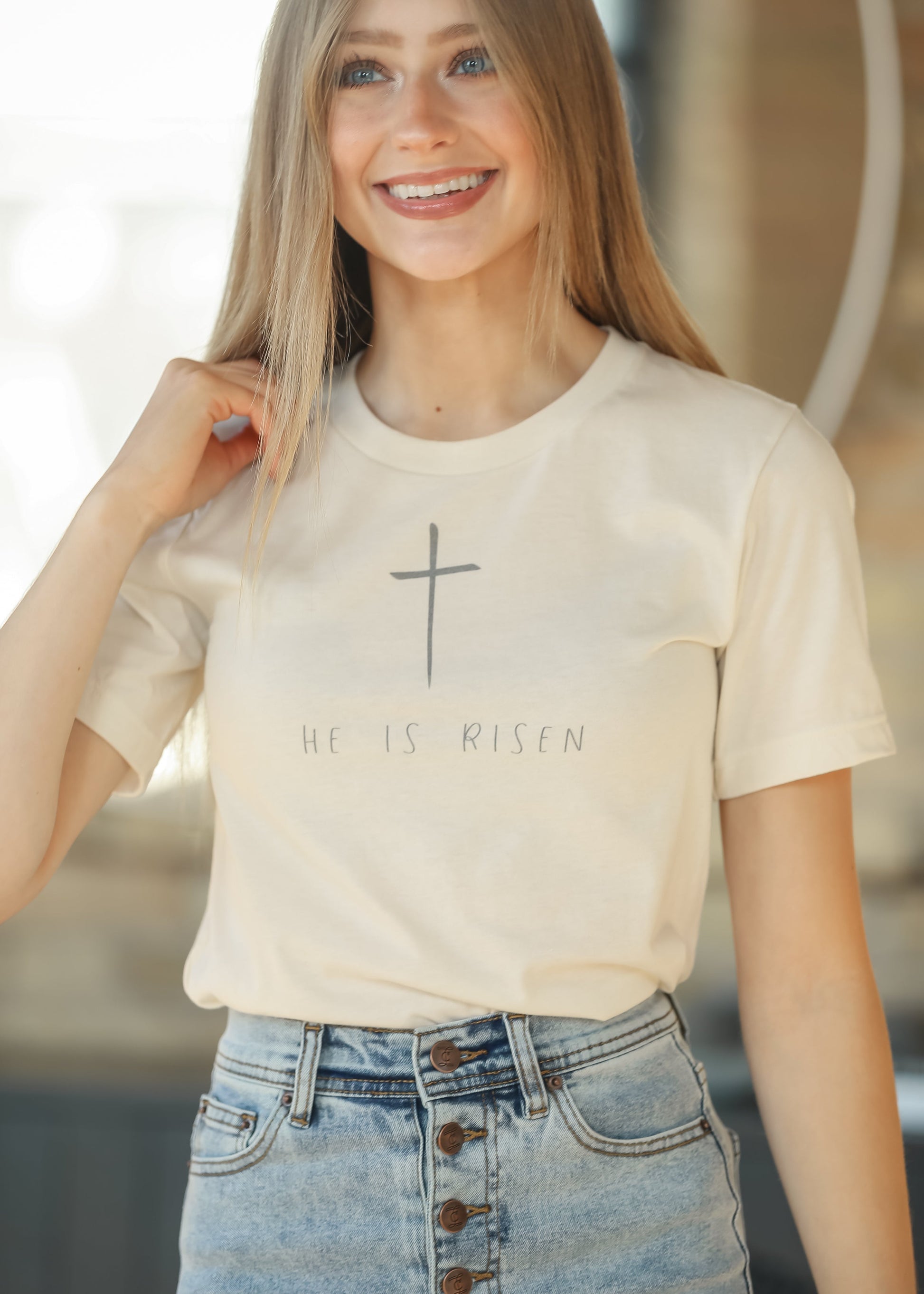 He Is Risen Graphic T-Shirt FF Tops