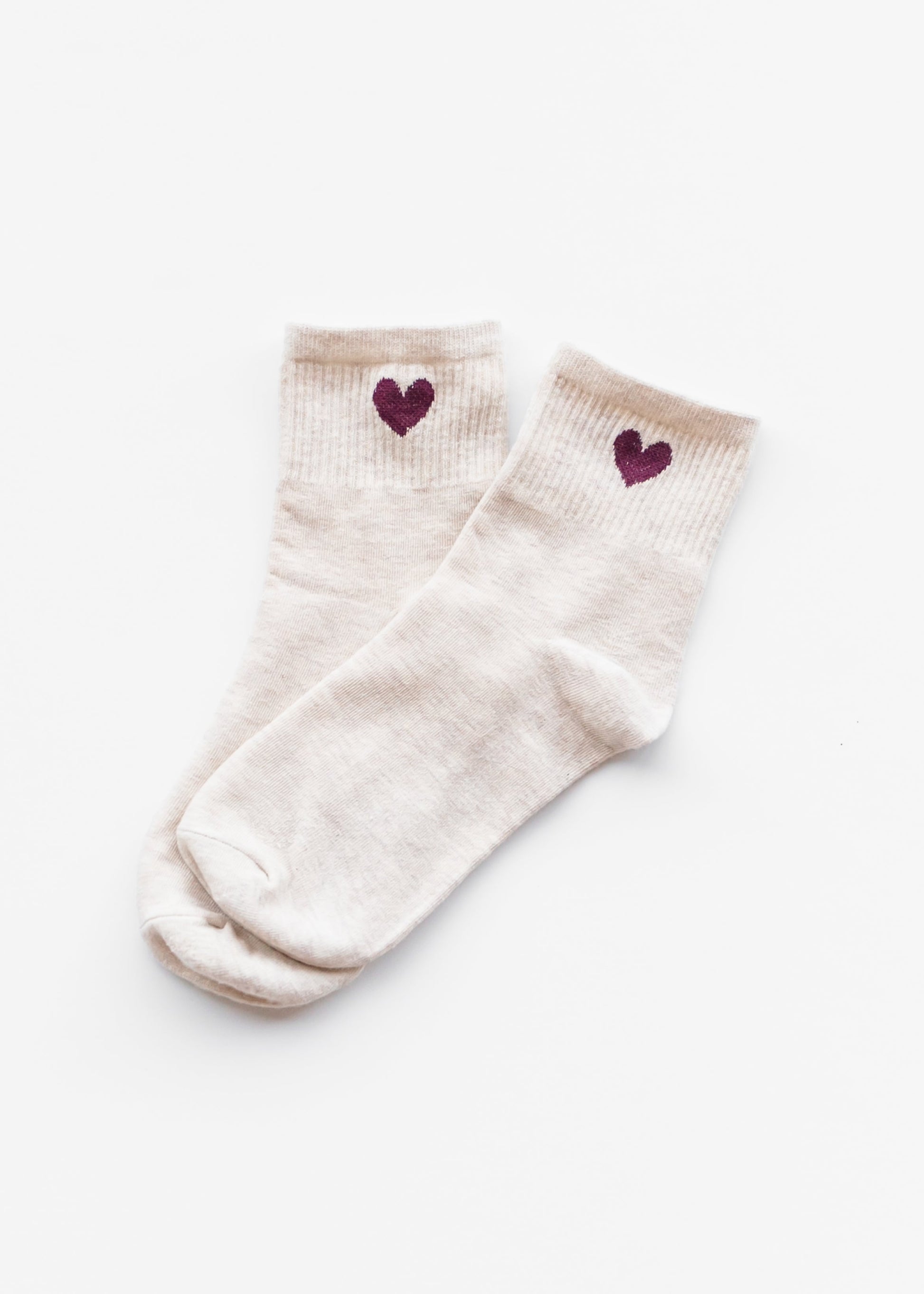 Heart Printed Ankle Socks Accessories Khaki