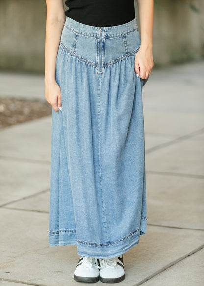 Heartloom® Amela Denim Maxi Skirt FF Skirts
